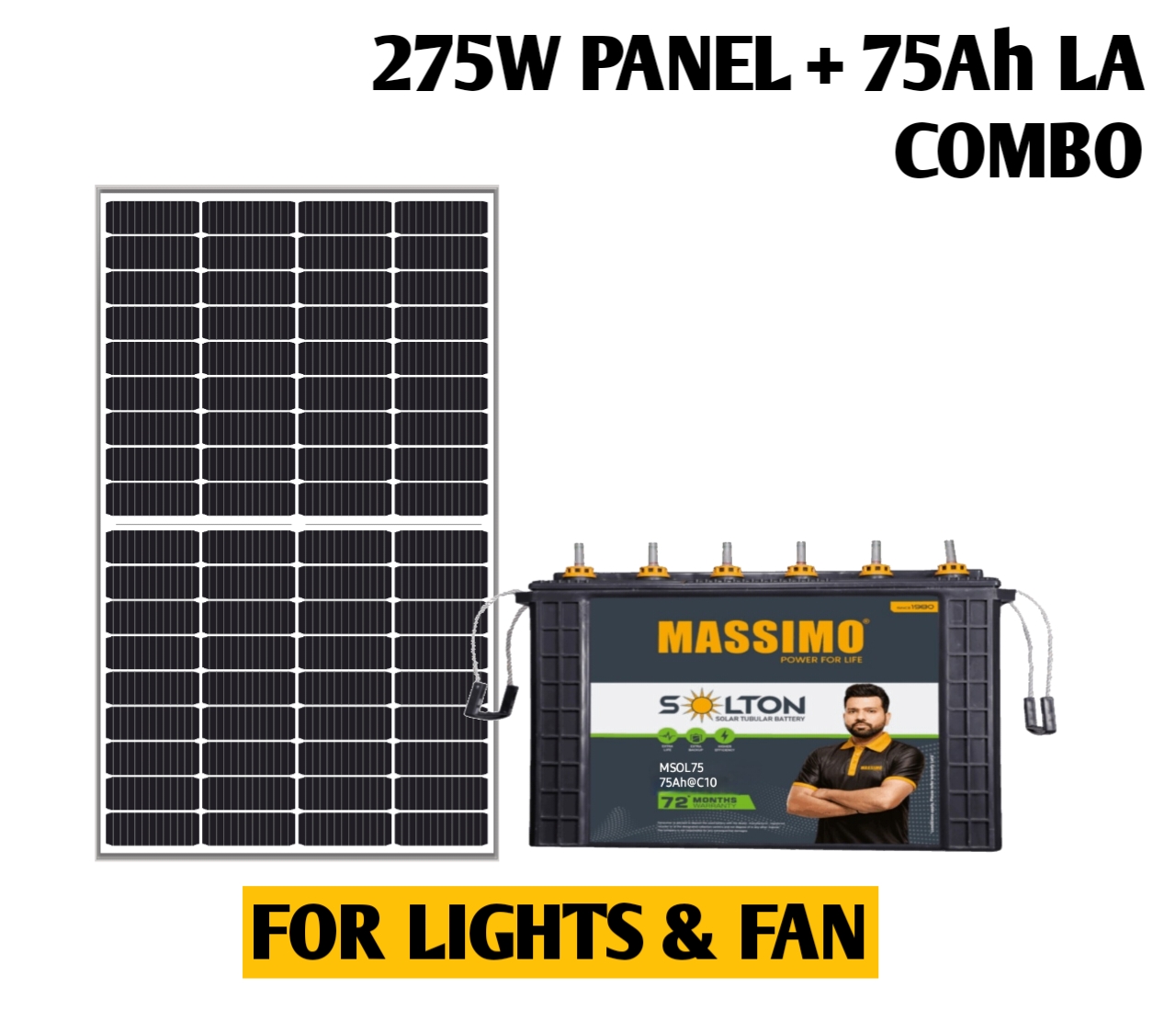 SB DC Home Combo Pack UTL 275W Solar Panel With Massimo 75Ah LA Battery